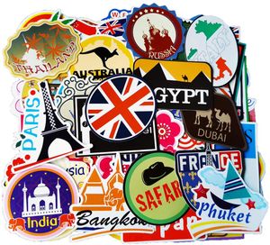 100pcs Tourist City Landmark Stickers Skate Accessories For Skateboard Laptop Luggage Bicycle Motorcycle Phone Car Decals Party Decor