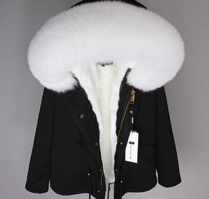 8 colours fox fur trim hoody mukla furs women parkas white rabbit fur lining black mini jackets ykk zipper coat hood Front flapped pockets with hidden snaps