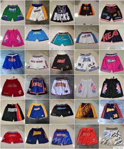 Men Team Basketball Short Don Retro Green Shorts Sport Wear With Pocket Zipper Sweatpants Pant Blue White Pink Black Red Stitched Size