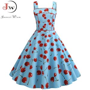 Sexy Print Vintage Summer Dres Vestidos Robe Femme pin up Party 50s Rockabilly Plus Size Casual Beach es 210623