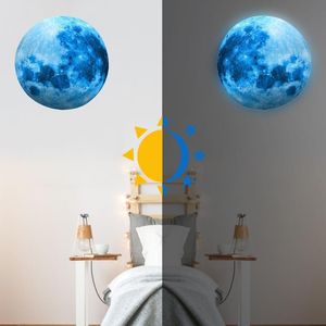 Наклейки на стену 3D Большая луна флуоресцентная наклейка обои ночь съемное свечение в темных домах украшения 5см 12 см 20см 30см