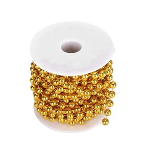 Dekorativa Blommor Kransar 8mm 10m / Roll Julgran Bead Garland Konstgjord Plast Pearl Spool DIY Rope Gardin