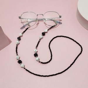 أسود أبيض النظارات الشمسية سلسلة بسيطة الأسود حبة سلسلة للنظارات قلادة الحبل أزياء المرأة مجوهرات