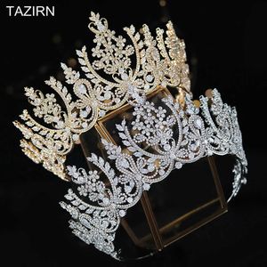 Европейские CZ Crowns и Tiaras для женщин Большой роскошный диадема Royal Wedding Tall Zircon арабский Саудовская Аравия 210616