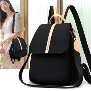 Rucksack Stil Frauen Schwarz Weiche Oxford Tuch Flap Große Kapazität Casual Reisen Tragbare Rucksack Weibliche Designer Umhängetaschen Sack