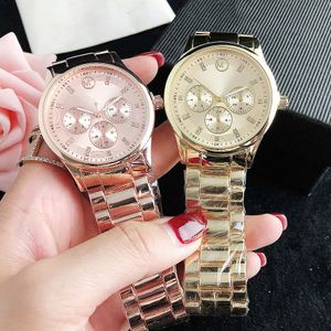 Zegarki marki Kobiety Lady Dziewczyna Diament Kryształ 3 Tarcze Styl Metalowy Pasek Stalowy Kwarcowy Zegarek Na Rękę M133