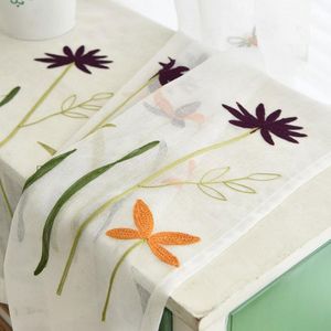 Wholesale small voile curtain for sale - Group buy Japanese Style Embroidered Flowers Window Tulle Curtains For Living Room Bedroom Kitchen Small Kids Curtain Voile Drapes