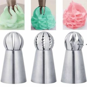 Newcupcake rostfritt stål bakeware sfär boll form isbildning piping munstycken bakverk kräm tips blomma fackla bakverk tub dekoration verktyg rra12