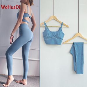 Kobiety Seamless Yoga Set Fitness Sports Garnitury Gym Tuśki Topy Biustonosz Wysokiej talii Running Legginsy Trening Odzież