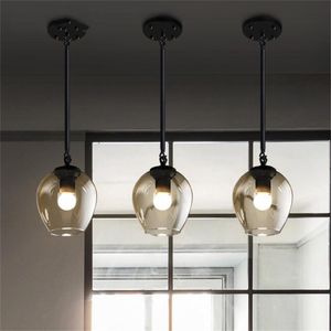 Pendelleuchten Amerikanischen Retro Glas Lampenschirm Lichter Nordic Schmiedeeisen Schlafzimmer Esszimmer Licht Bar Zähler Einzigen Kopf Lampe