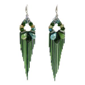 Popular Crystal Beaded Chain Long Tassel Earring for women Red blue green Bohemian Handmade bride Wedding Jewelry s