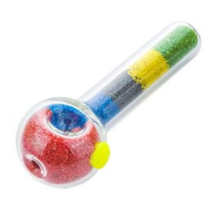 Senaste Färgglada Lysande Pyrex Tjockt glas Rökning Sandfylld Tube Handpipe Portable Handgjorda Dry Herb Tobak Olje Rigar Filter Bong Hand Novelty Art Pipes DHL Gratis