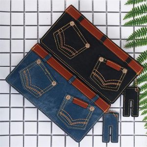 Brieftaschen Frauen Jeans Stil Reißverschluss Brieftasche Designer Marke Geldbörse Dame Party Weibliche Kartenhalter Große Kapazität Clutch Bag