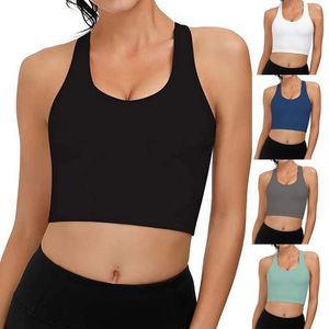 Fashion Women Sleeveless Casual Vest Ladies Chest Pad Movement Short Tank Tops Yoga Running Bra Sports Bras Top 118 Gym Clothing