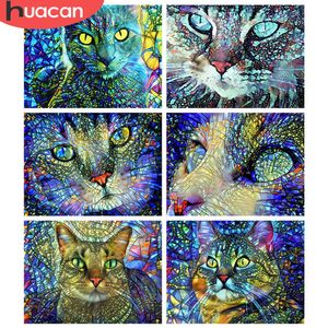 Huacan DIY 5D Malarstwo Cat Full Square / Okrągłe Wiertło Diament Haft Cross Stitch Animal Mosaic Picture Home Decor