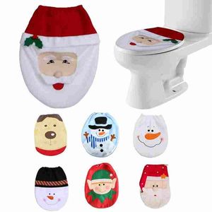 Decorazioni natalizie per la casa Pupazzo di neve Babbo Natale Babbo Natale WC Sedile Cover WC Sedile Bianco Elfo Capodanno Ornamiti di Natale Nuovo