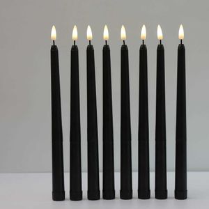 8 Pieces Black Flameless Flickering Light Battery Operated LED Christmas Votive Candles,28 cm Long Fake Candlesticks For Wedding H0909