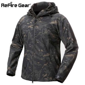 Refire a pele de tubarão de roupa macia shell macio tático jaqueta militar homens impermeável casaco de lã exército roupas camuflagem windbreaker 211126