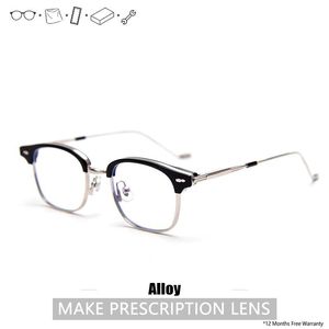 Moda Occhiali da sole Cornici Mezza montatura Occhiali Acetato Uomo Designer Corea Lente trasparente senza prescrizione