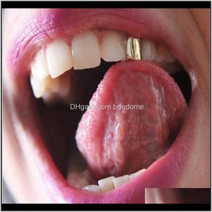 Grillz, Body Drop Delivery 2021 Grillz Teeth för Mens High Quality Rose Gold Black Dental Grills Fashion Hip Hop Jewelry X0fce