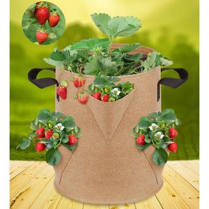 Çilek dikey büyümek çanta patates ekici bez yeniden kullanılabilir ekim konteyner çanta bahçe açık nefes sebze yetiştiricilerinin tencere