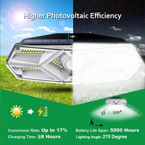 104 LED Światła zasilania słonecznego PIR Motion Sensor Lampa ścienna Ogród Ogródek Outdoor