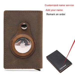 Card Holders Automatic Men Women Smart Wallet Custom Name Credit Bank Holder Aluminum Alloy Case Fit For Apple Airtag