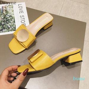 Summer Slippers Womens Sandals Low Heeled Fashion Slippers Candy Colored Bow Sweet Lady Open Toe Gold Shoes