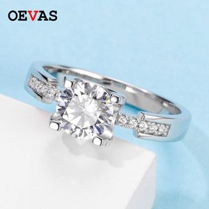 OEVAS Real 1 Color Moissanite 18K White Gold Color 100% 925 Sterling Wedding Ring For Women Sparkling Party Fine Jewelry
