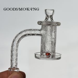 Quartz spinner banger set Smoke Fully carved with 1 glass terp pearl carb cap cone for dab rig water Pipe Bongs Hookahs Picture random when shipped