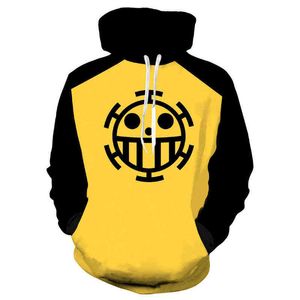 Anime One Piece 3D Hoodie Sweatshirts Trafalgar Law Cosplay Pirates Of Heart Thin Pullover Hoodies Tops Outerwear Coat Outfit G1208