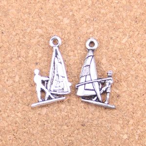 100 sztuk Antique Srebrny Brąz Plated Windsurfing Windsurfer Charms Wisiorek DIY Naszyjnik Bransoletka Ustalenia Bransoletka 22 * ​​14mm