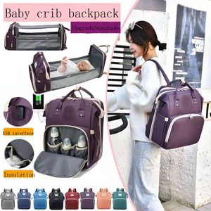 Multifunktion Stor kapacitet Ryggsäck Mamma Folding Bag Babies Sängväskor Unisex Polyester Kedjor Zipper Hard Satchels Canvas Vattentät Ryggsäckar Travel Baby Bag