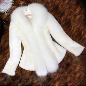 Winter Women Fur Coats White Black Gruby Ciepła Faux Fur Kurtka Krótka odzież wierzchnia 210925