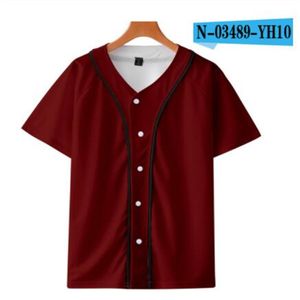 Custom Baseball Jersey Mens Knappar Homme T-shirts 3D Tryckkjorta Streetwear Tees T Shirts Hip Hop Kläder Fram och baksida Skriv ut 062