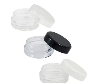 Spedizione veloce 5G 5ML Vaso contenitore vuoto trasparente con coperchi neri per trucco in polvere, crema, lozione, balsamo per labbra/gloss, cosmetici