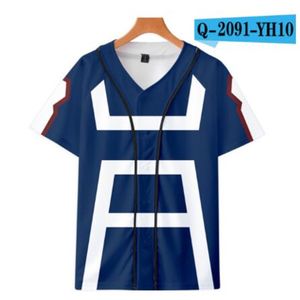 Yaz Moda Erkekler Jersey Kırmızı Beyaz Sarı Çok 3D Baskı Kısa Kollu Hip Hop Gevşek Tee Gömlek Beyzbol T Gömlek Cosplay Kostüm 052