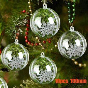 Wholesale transparent hanging plastic balls for sale - Group buy 10Pcs Transparent Plastic Ball Fill able Hollow Sphere Snap On Ball Xmas Hanging Ornament Party Wedding Decor Y1126