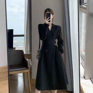 Casual Dresses Autumn Women Suit Dress Long Korean Design Waist Back High Street Wear One Piece Sexy Party Quality Luxury