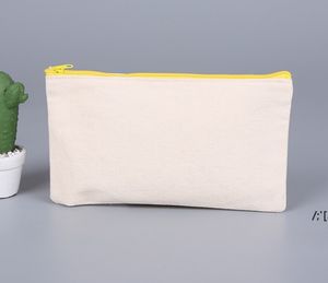 Bolsas de cosméticos en blanco de sublimación Bolsas de lápiz con cremallera de lona para mujer Bolsa de maquillaje Moda Bolso de moda Bolso por mar RRE13209