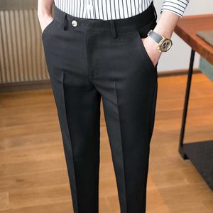 Spring Summer Men Suit Pants Ankle Length Business Dress Pants Formal Casual Office Social Suits Pants Streetwear Clothing 210527