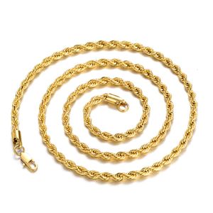 Szerokość 3mm Lina Łańcuch Naszyjnik Twisted 316L Choker ze stali nierdzewnej dla kobiet Mężczyźni Biżuteria Hip Hop