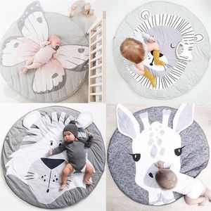 Cartoon Animals Baby Play Mats Pad Toddler Bambini Coperta strisciante Tappeto rotondo Tappeto Giocattoli Tappetino per bambini Decorazioni per la camera Puntelli foto 210320