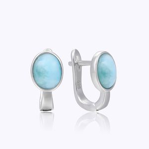 2021 Semplice moda geometrica ovale fascino gioielli in argento sterling 925 regalo classico naturale prezioso Larimar orecchini da donna
