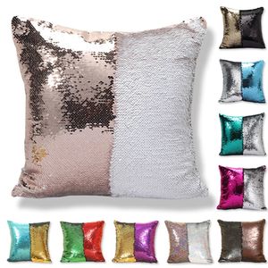 Sequin Pillow Case Glitter Mermaid Kudde täcker Reversible Sequins Pillowcover magisk färg heminredning wll603