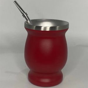 230 ml Yerba Mate-Teebecher, exotischer Becher mit Bombilla-Löffel, Strohhalm, kein Vakuum, doppelwandiger Wasserbecher aus Edelstahl 304, modisches Reisetrinkgeschirr aus Glas