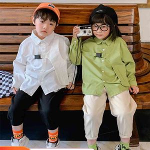 Boys' Shirt Spring Clothing and Autumn Middle Big Korean Style Western Top Children's 210713