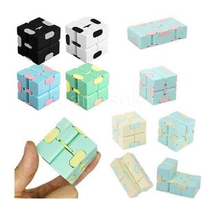 Infinity Cube Şeker Renk Fidget Bulmaca Anti Dekompresyon Oyuncak Parmak El Spinners Eğlenceli Oyuncaklar Yetişkin Çocuklar için DEHB Stres Rölyef Hediye DD186