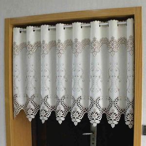 Meia cortina de estilo rural para a porta do armário da cozinha deixa a cortina de desgaste bordado da cortina do desgaste da cortina da cortina da cortina da cortina 210712