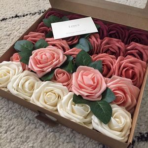 8cm Artificial PE Foam Rose Flowers Bridal Bouquets For Wedding Table Home Party Decorations DIY Scrapbook Supplies Home Decor